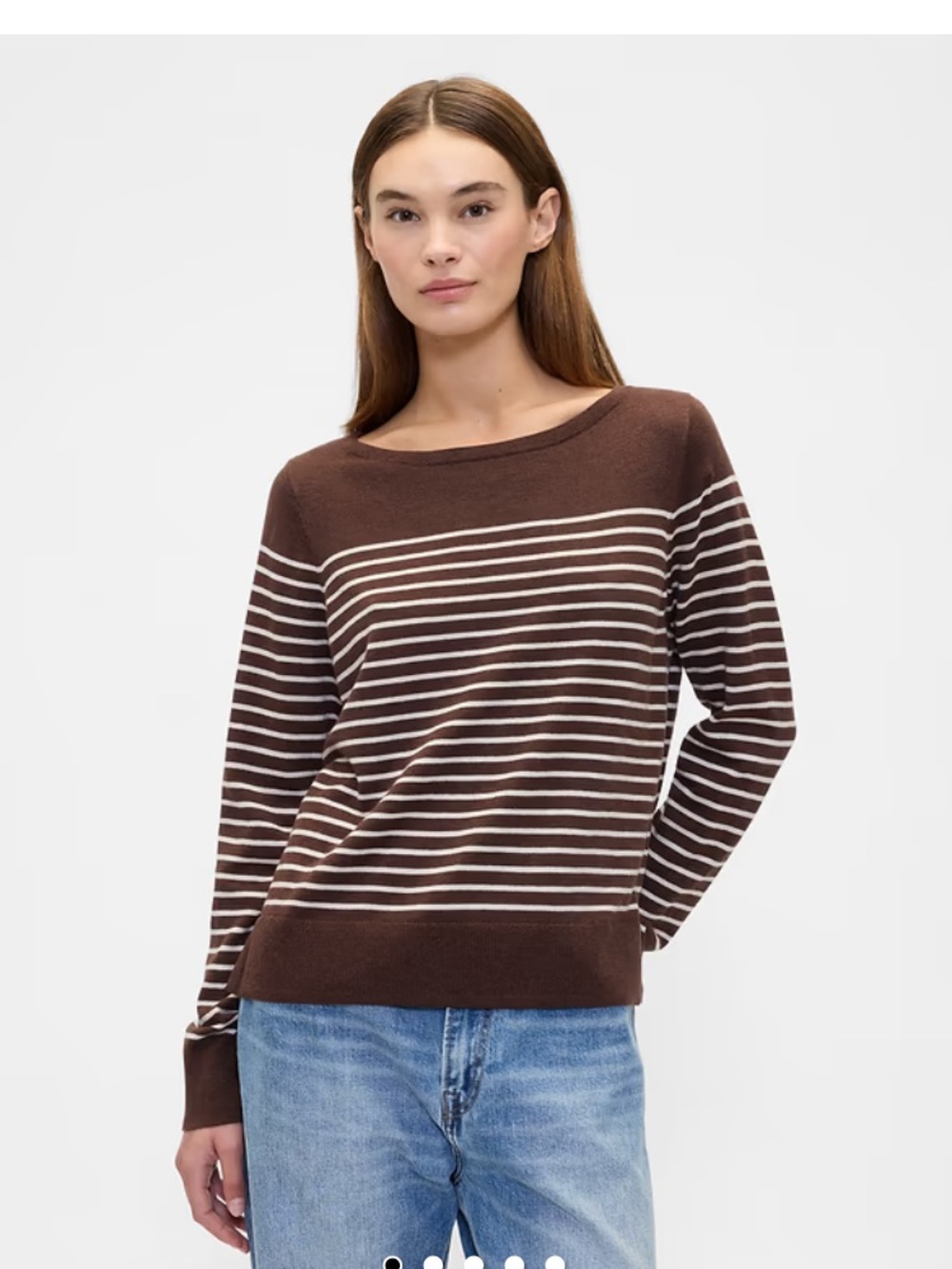 GAP Factory Brown & Cream Striped Boatneck Sweater